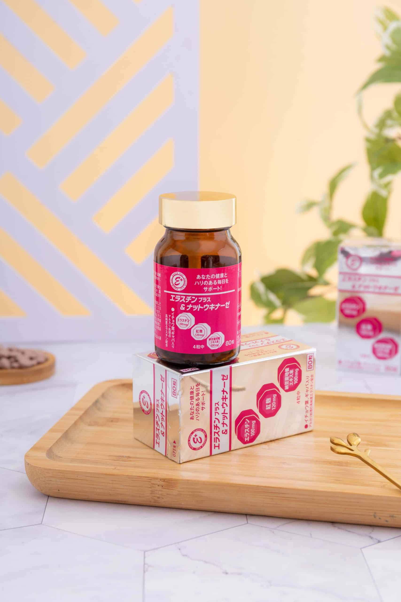 elastin-plus-nattokinase-hokoen-80-vien-2 Lọ và hộp Elastin Plus Nattokinase Hokoen 80 viên