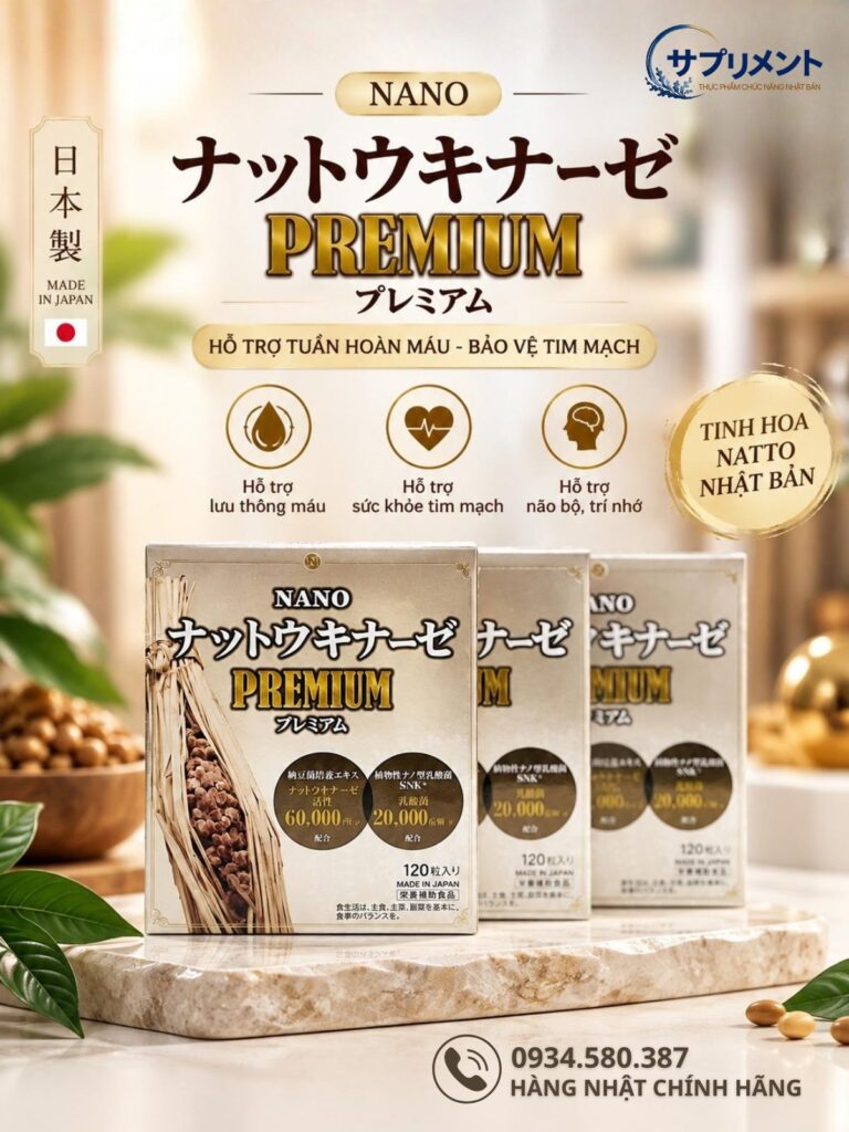 Viên uống Nattokinase Nano Premium Nhật Bản - nhóm tim mạch, trí não