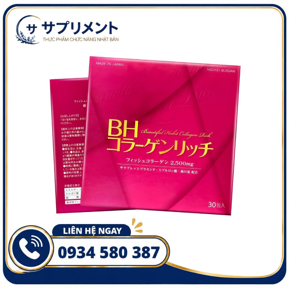 Bột uống Collagen Beautiful Habit Rich Nichiei Bussan Bột uống Collagen Beautiful Habit Rich Nichiei Bussan