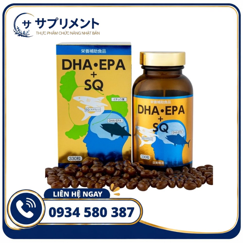 Viên uống Dầu Cá DHA EPA+SQ Nichiei Bussan 330 viên Viên uống Dầu Cá DHA EPA+SQ Nichiei Bussan 330 viên