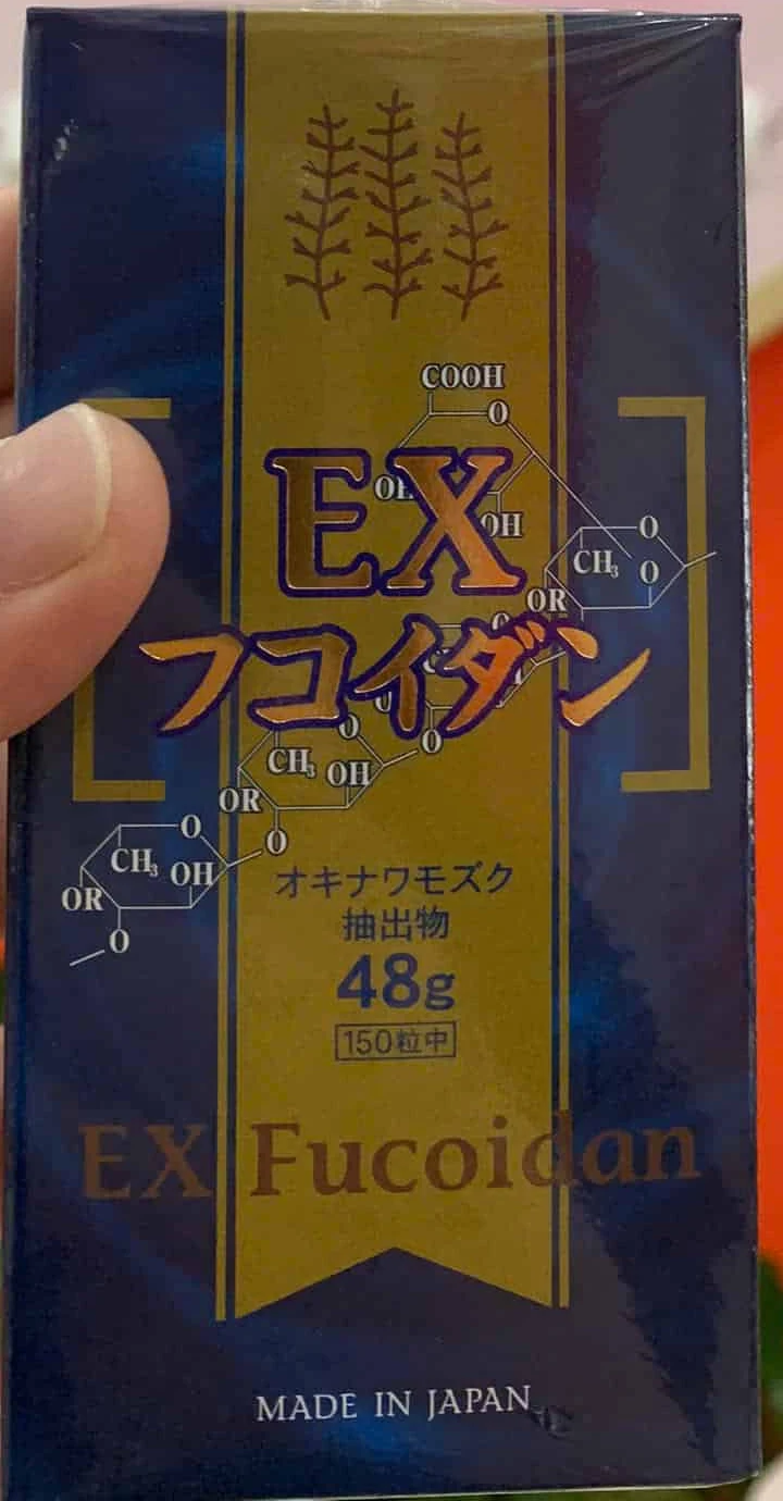 Mặt trước hộp Fucoidan EX Kanehide Bio 150 viên, 48g chiết xuất tảo Mozuku Okinawa