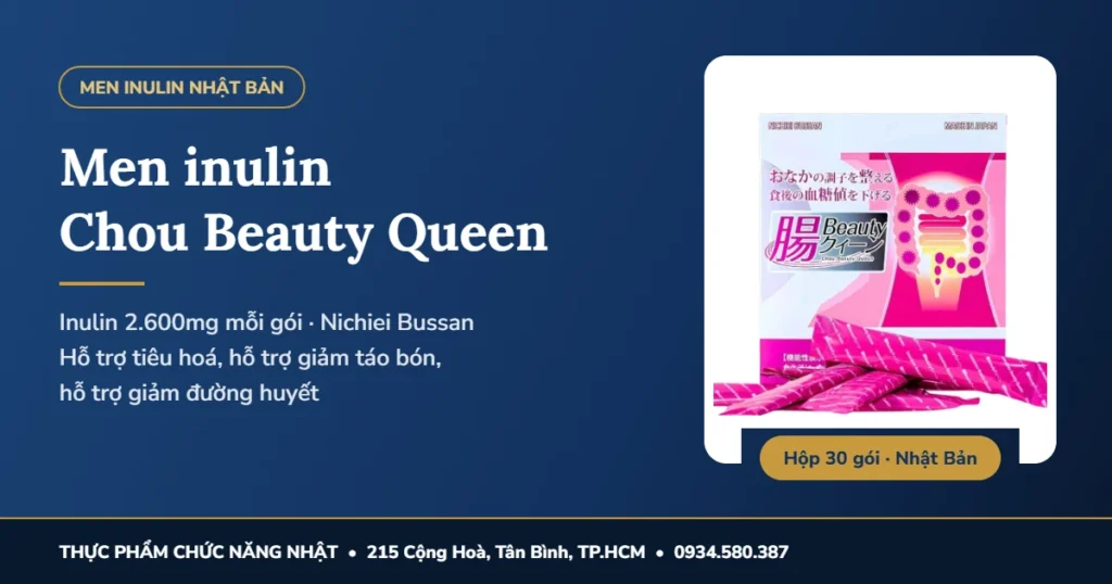 Men inulin Chou Beauty Queen Nichiei Bussan Nhật Bản hộp 30 gói