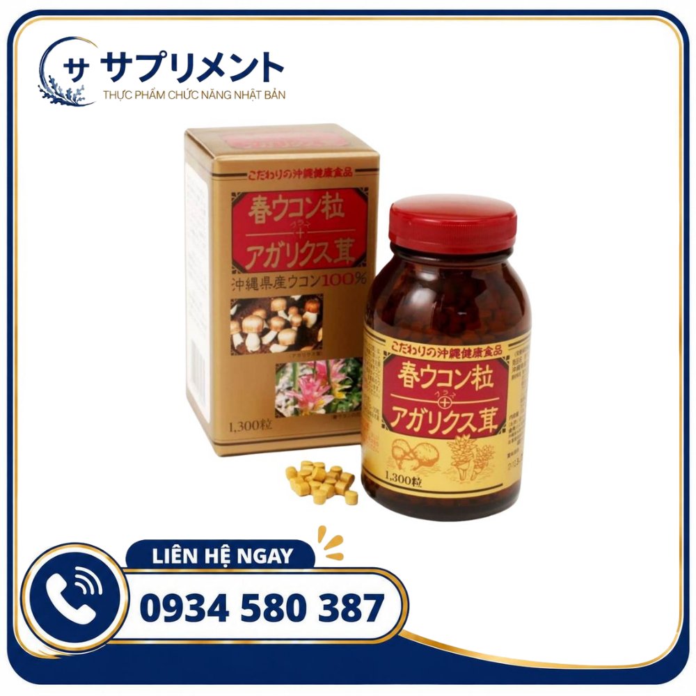 Viên uống Nghệ Mùa Xuân và Nấm Agaricus 1300 viên Viên uống Nghệ Mùa Xuân và Nấm Agaricus 1300 viên