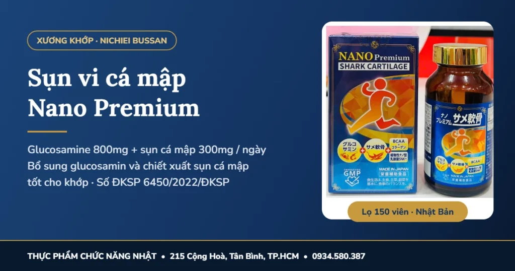 Sụn vi cá mập Nano Premium Nichiei Bussan Nhật Bản lọ 150 viên