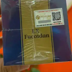 Tem chống hàng giả điện tử SMS Nichiei Asia có mã QR trên hộp Fucoidan EX Kanehide Bio