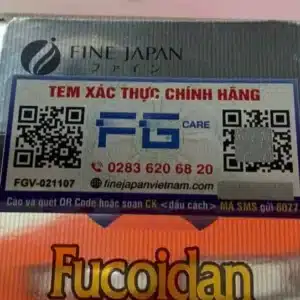 Tem xác thực chính hãng FG Care có mã QR trên hộp Fucoidan Fine Japan